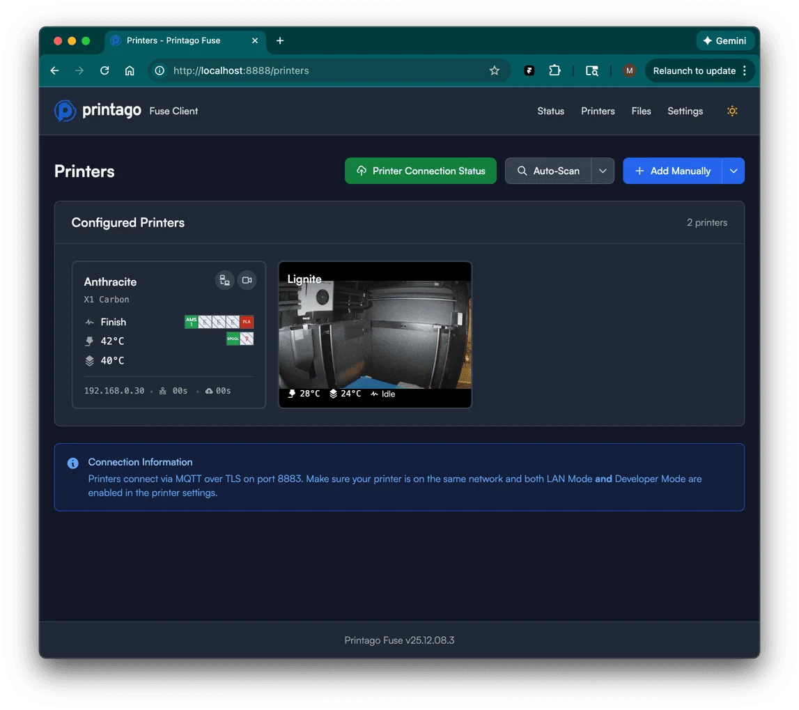 Fuse Printers configuration