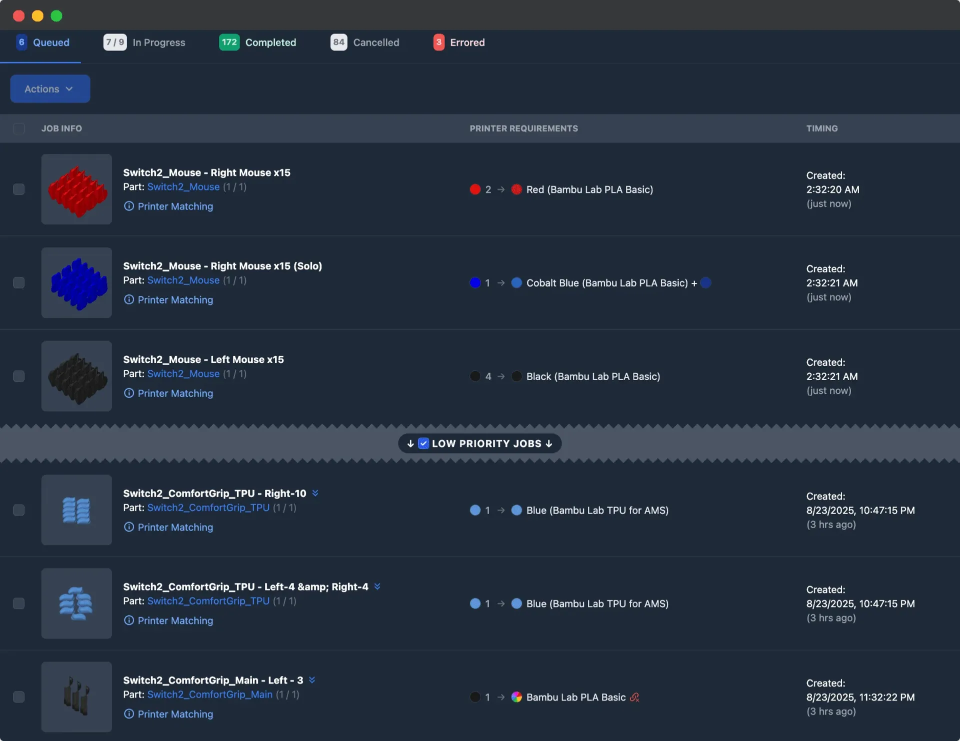 Print queue and order routing view